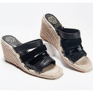 Vince Camuto Black Molisana Woven Wedge Sandals